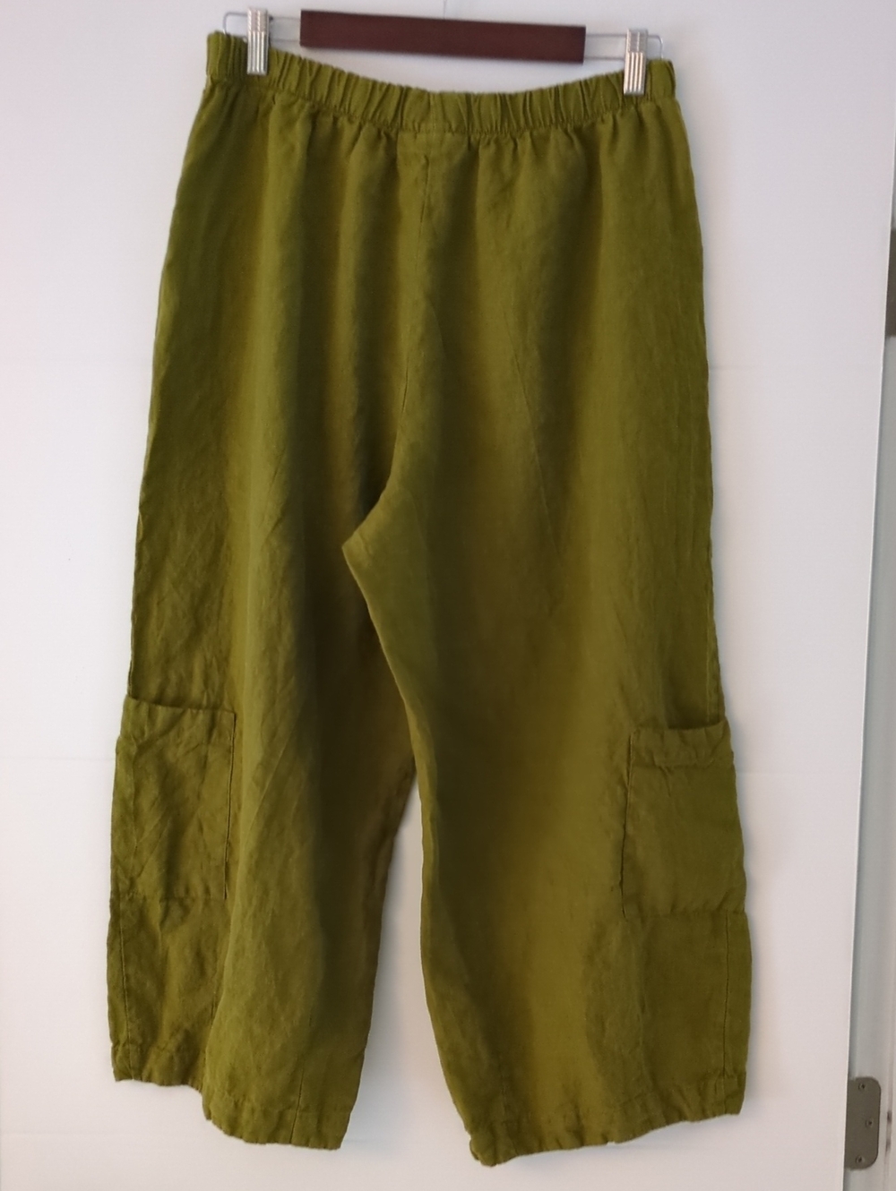 Bryn Walker Lantern Green Women's Relaxed Linen Pants Sz M Boho Lagenlook - Picture 3 of 6